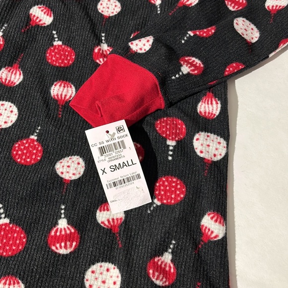 Charter Club Intimates XS Ornaments one piece pajamas with comfy socks NEW! - Picture 2 of 5